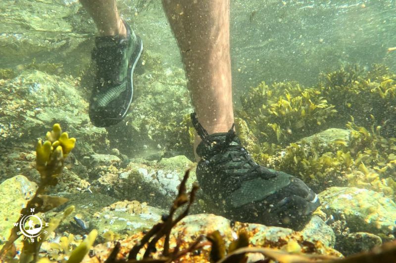 River crossing shoe being used in a shallow river