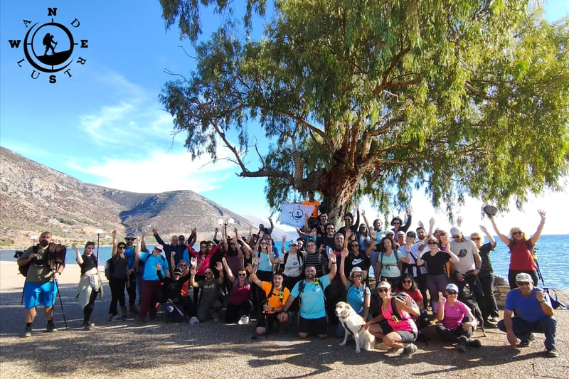 Group photo of hikers after completing the Delphi to Kirra route with Wanderlust Outdoor Activities & Travel