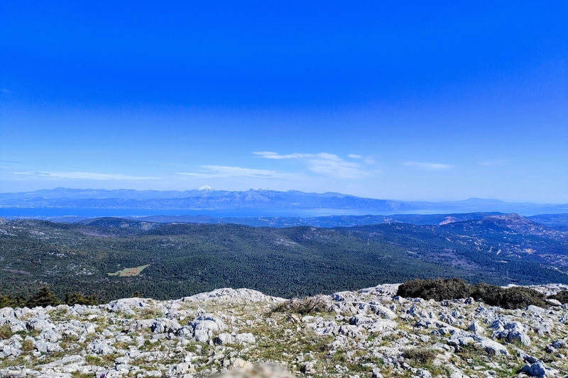 View from Xerovouni summit in Parnitha towards the Euboean Gulf and Dirfys