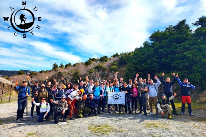 Wanderlust team photo at Agriokerasoules, Mount Parnitha after the hike through the Houni gorges